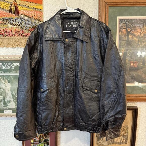 Vintage 90s RARE Napoline Leather Lined Handcrafted‎ Jacket Size Medium
